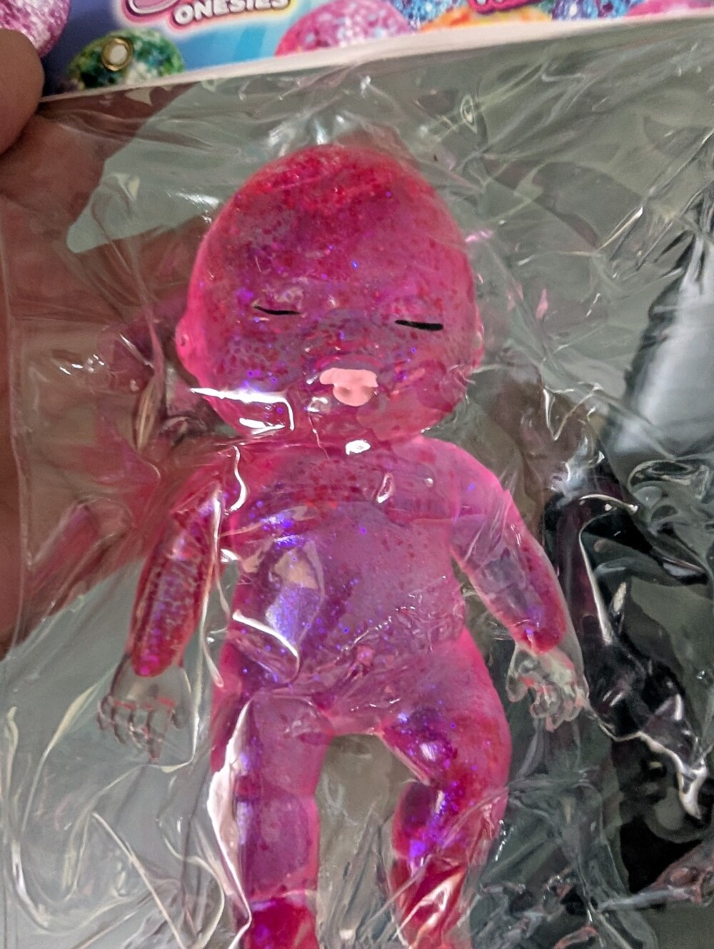 Sugar Swaps Glitter Baby Doll Onesie - Pink Sparkle Highly Desirable Squishy